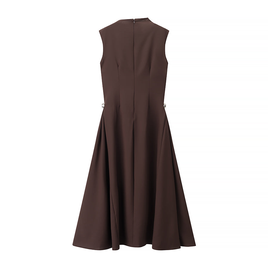 Elegant Swing Dress with High Neck – Sleeveless