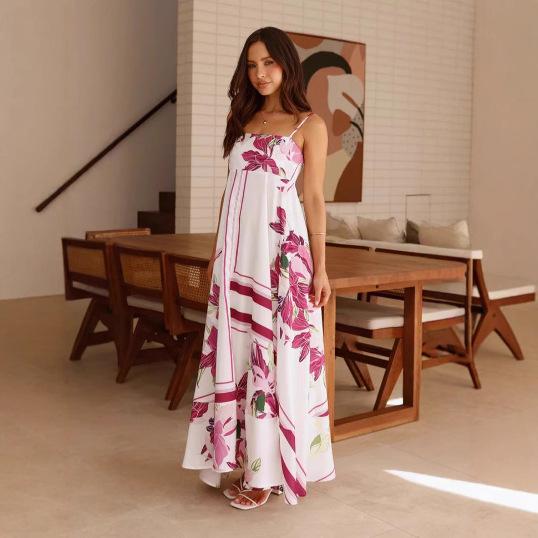 High Waist Printed Maxi Dress – Casual Vacation Style