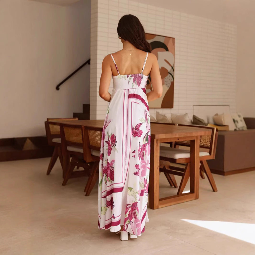 High Waist Printed Maxi Dress – Casual Vacation Style