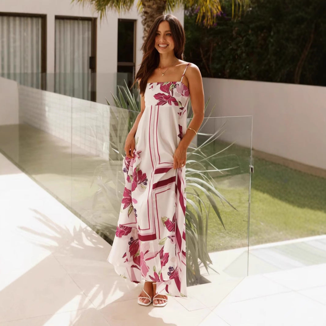 High Waist Printed Maxi Dress – Casual Vacation Style