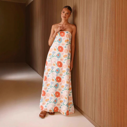 Printed Tube Top Swing Dress – Bold Summer Vibes