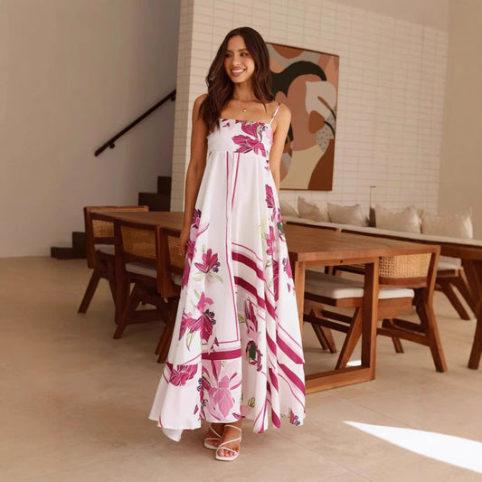 High Waist Printed Maxi Dress – Casual Vacation Style