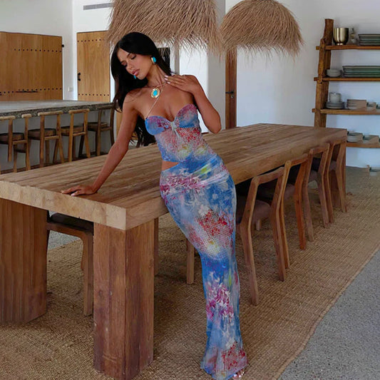 Cutout Waist Tube Dress – Sexy Printed Vacation Style