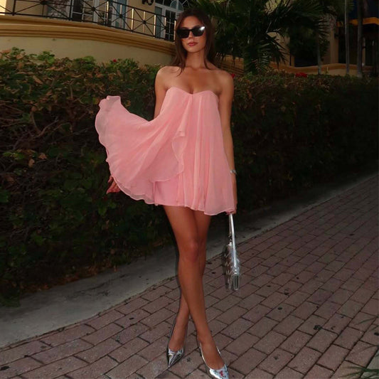 Summer Sexy Tube Top Mesh Dress
